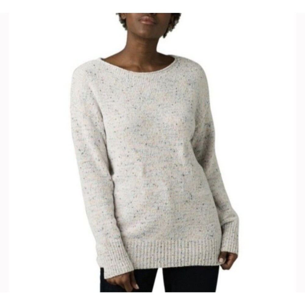 PrAna Cypris Speckled Chenille Boat Neckline Sweater. Large. Boho. Super Soft!